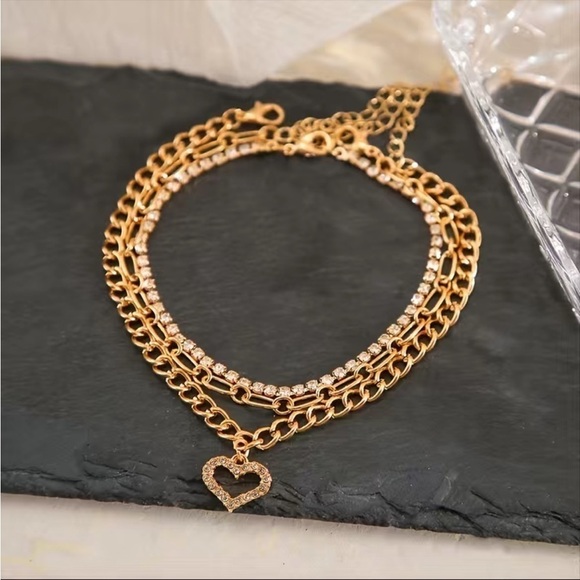 Love Anklet Chain Set of Three Anklets Connected as One Anklet NWT - Picture 6 of 8